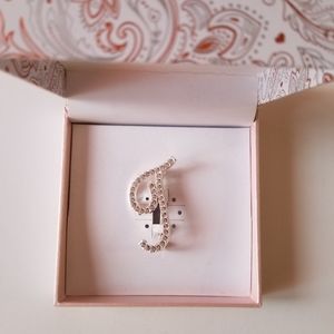 Silver-Tone Crystal Initial "J" Pin